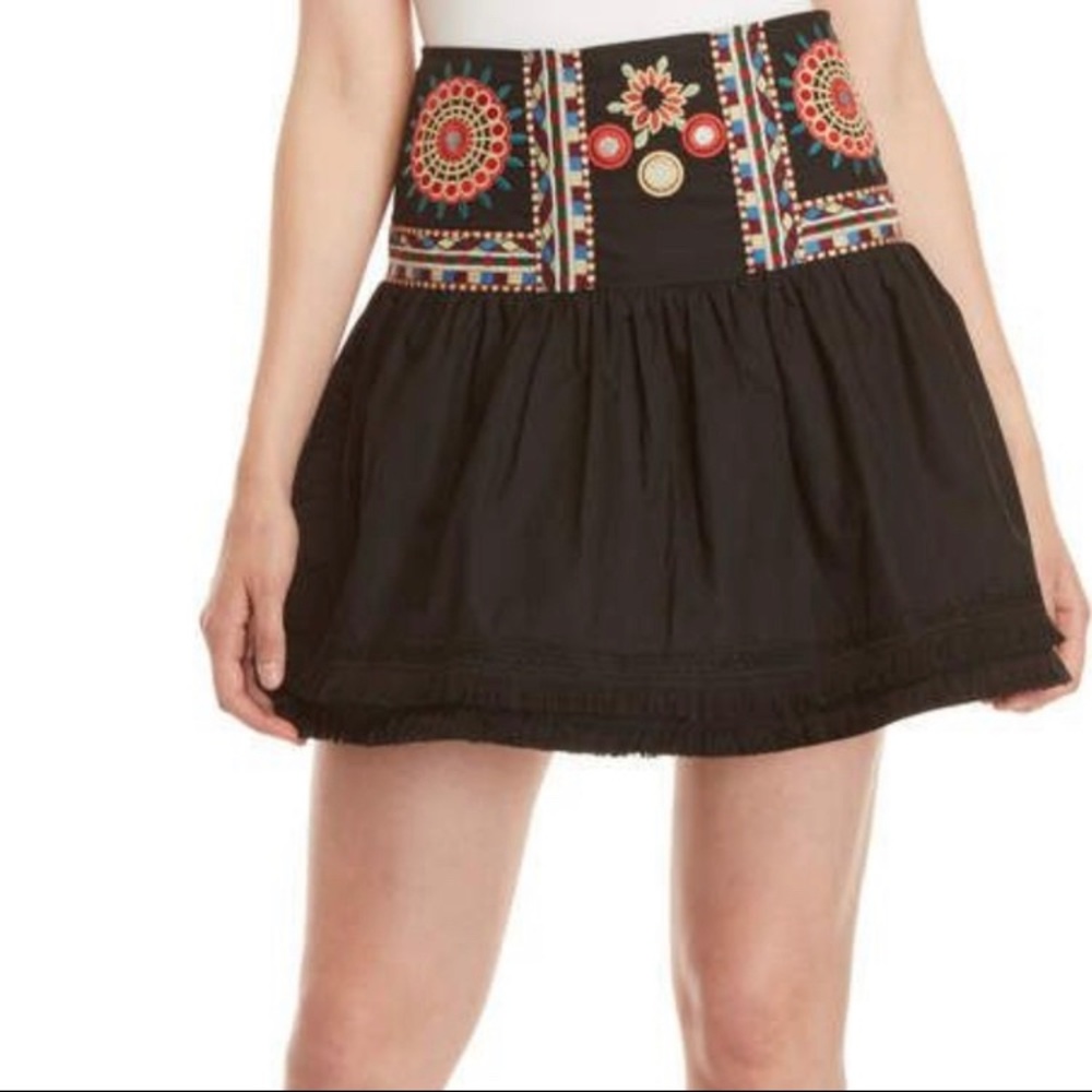 Desigual embroidered black cotton skirt